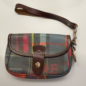 Dooney & Bourke Plaid Wristlet with Leather Trim